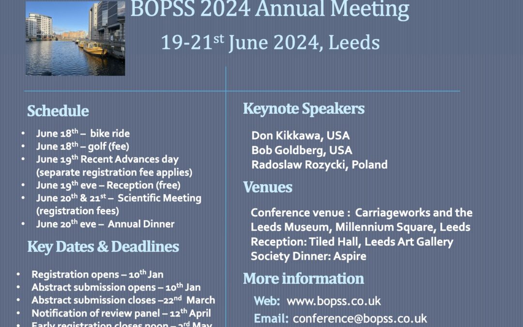 BOPSS 2024, Leeds 19th June – Friday 21st June 2024